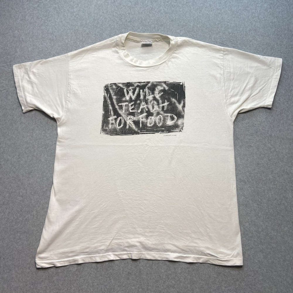 Vintage Will Teach for Food Men's T-Shirt ‎ Single Stitch Made In USA Teachers